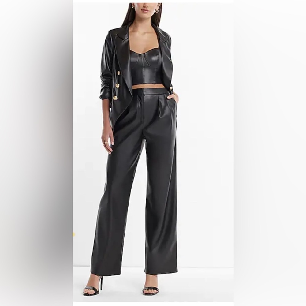 Express Faux Leather Wide Leg Cropped Pants